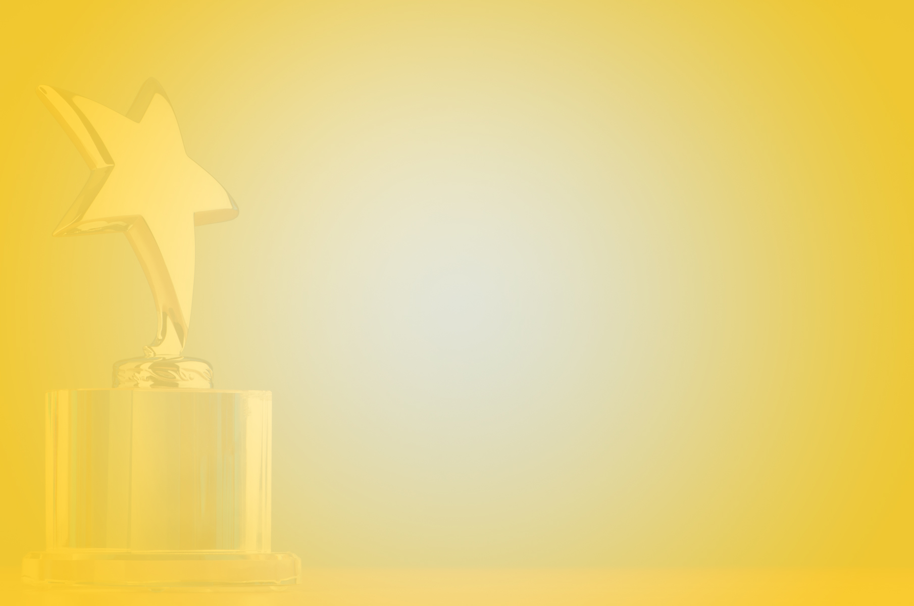 A star-shaped trophy on a pedestal rendered in golden yellow monochrome, radiating a warm mood of achievement and reliability